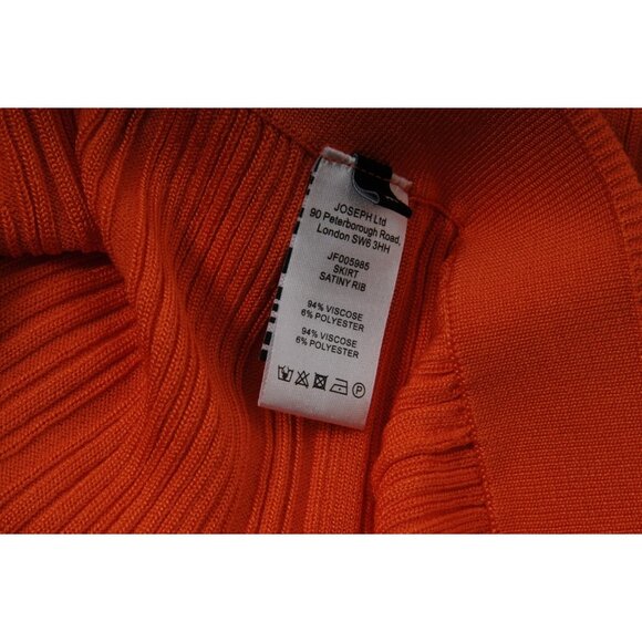 Joseph Womens Polo Skirt Pleated Set Satiny Rib Medium Orange Viscose Stretch - Picture 14 of 16
